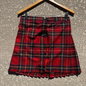 James Pringle Weavers Girls Red Tartan Pleated Skirt Sz 11-12 Years Scotland